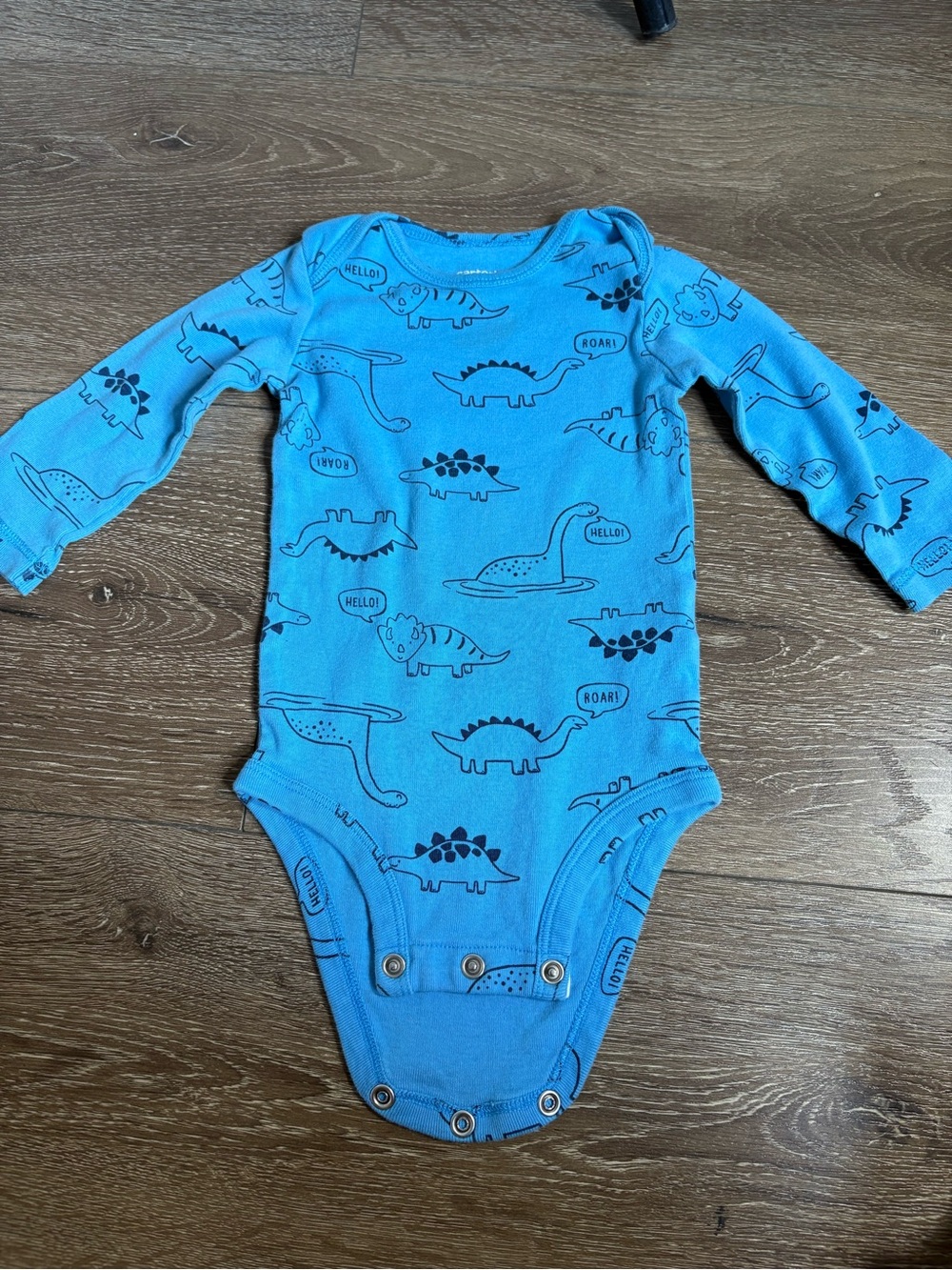 Carter's Bright Blue Long-Sleeve Dinosaur Bodysuit